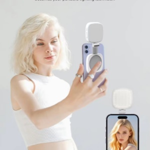 Portable Magnetic Mobile Phone Filled <b>Light</b> Mirror for Selfies, Makeup, Video Photography, and Adjustable Brightness Lighting - Product Image 5