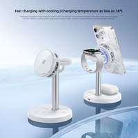 Chargeur sans fil QI 2.2 15W 25W 3-en-1 avec refroidissement et fonctions intelligentes pour téléphone portable, appareil photo, montre connectée, DC PD, logo personnalisable