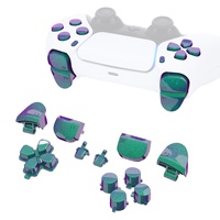 Kits de remplacement pour manette PS5 : D-Pad, gâchettes R1L1 R2L2 et boutons Share/Options, finition brillante bleu-iris