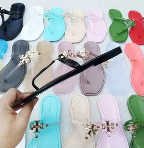 Fashion Trend Flat <b>Sandals</b> Mixed Colors Plastic Upper Buckle Decoration Open Toe Summer Anti-Slippery Strappy Design - Product Image 4