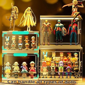 Vitrine d'exposition en acrylique LED sans fil, empilable, transparente, anti-poussière, avec porte magnétique pour figurines d'action - Product Image 6