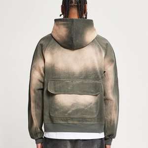 Sudadera con capucha y cremallera para hombre, diseño personalizado con logo impreso en relieve, tela de algodón de 350 g/m², ecológica y transpirable, con logo en la espalda - Product Image 2