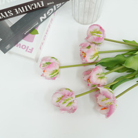 Bouquet de tulipes artificielles en caoutchouc souple de haute qualité, toucher réel, 54 cm, fleurs de tulipes roses artificielles pour la décoration de la maison et des mariages