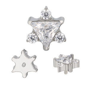 Pendientes de Titanio F136 con Zirconia Triangular Única, Tipo Labret, Parte Trasera Plana, para Conch, Helix, Niños y Bodas - Product Image 4