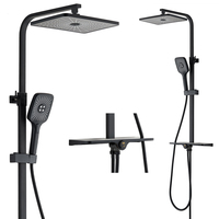 Système de douche mural réglable à 3 fonctions, ensemble de douche de bain en acier inoxydable de qualité supérieure avec étagère de rangement, accessoires de robinetterie