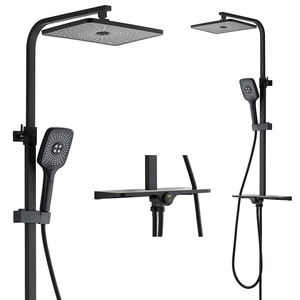 Système de douche mural réglable à 3 fonctions, ensemble de douche de bain en acier inoxydable de qualité supérieure avec étagère de rangement, accessoires de robinetterie - Product Image 2