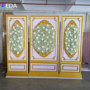 LEDA Nouveau design Arche dorée Style amovible Toile de fond en acrylique Mur LED avec fleurs de gypsophile pour la décoration de fête de mariage - Product Image 3