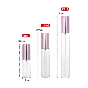 Wholesale Transparent 5ML 10ML Empty Mini Perfume Glass Bottle Cosmetics Bottle Sample Test Tube Thin Glass Vials