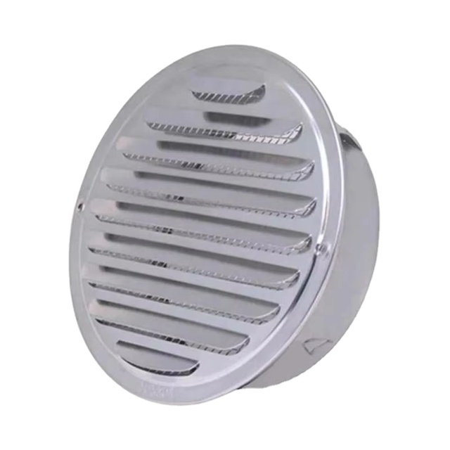 Stainless Steel Round Exhaust Grille Louvered Air Vent With Screen Mesh External Wall Dryer Duct Vent Cover Flap
