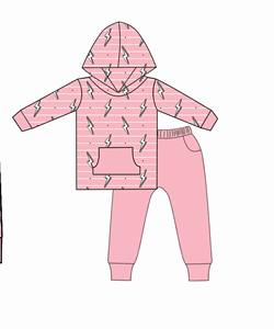 Set di abbigliamento per bambini e bambine autunno inverno felpa con cappuccio in bambù pantaloni tuta da ginnastica per bambini - Product Image 3
