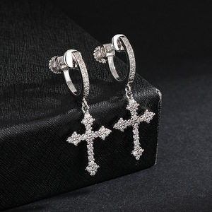 Cross Clip-On <b>Earrings</b> Zinc Alloy Prong Setting Party Fashion Jewelry - Product Image 1