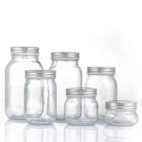 250ml 500ml 750ml 1500ml Stoples Kaca Bulat dengan Tutup Logam Terpisah Stoples Pengalengan Kustom Stoples Penyimpanan Makanan Kemasan Grosir