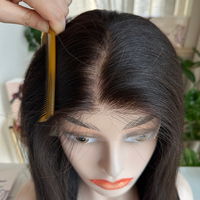 Cheveux humains vierges bruts européens sans colle pour perruques à closure en dentelle, 1 pièce, pré-épilées, pré-coupées, couleur naturelle, 5x5 HD, nœuds invisibles