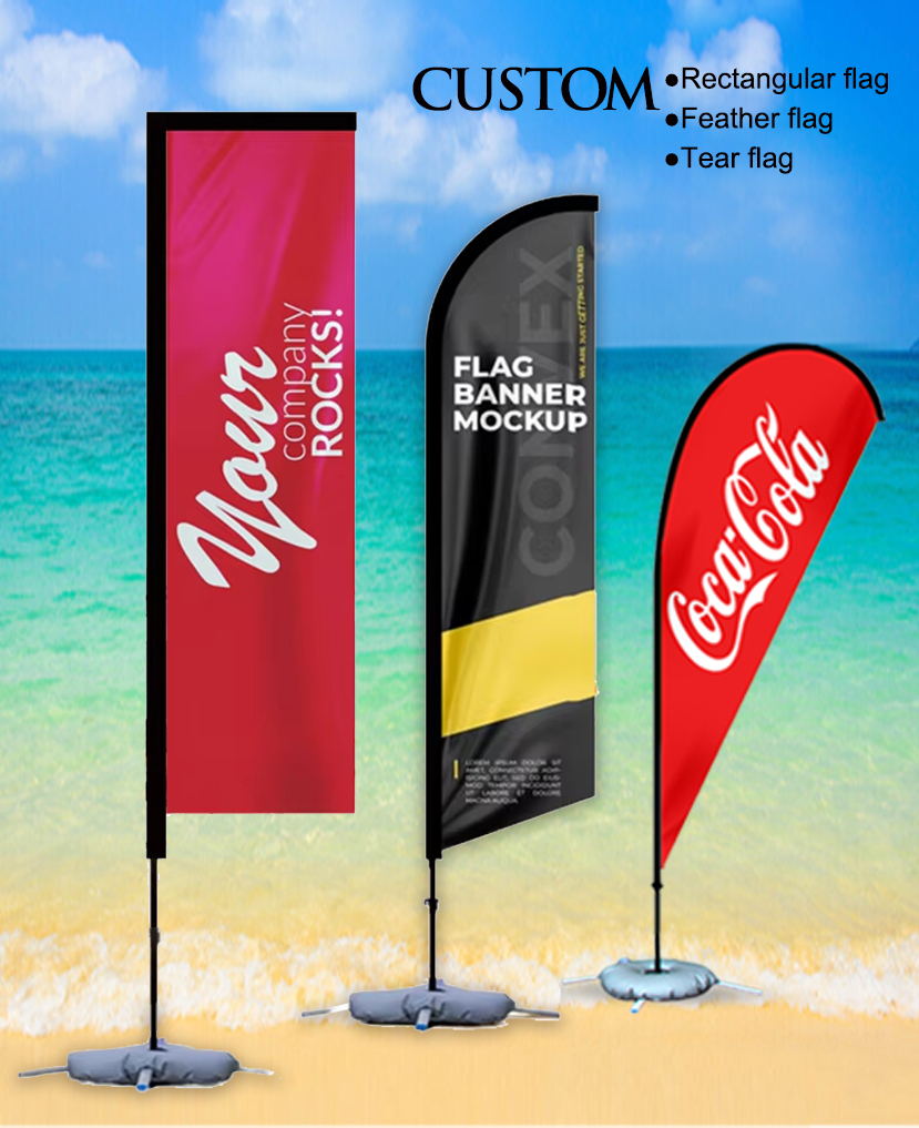 Individuelle Strandflagge Mit Eigenem Druck – Wählbare Größen Bis 80x410 Cm, Doppelseitig, Aus Polyester