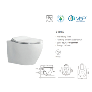 CUPC-inodoro de pared de porcelana sin marco para baño, para América del Norte - Product Image 4