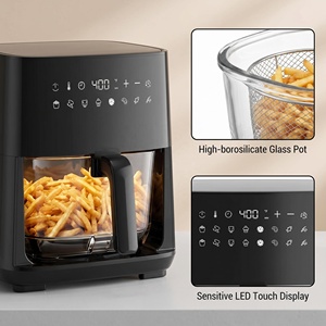 <span class=keywords><strong>Friteuse</strong></span> à air numérique 1350W 4,5L en verre borosilicate haute résistance, avec revêtement antiadhésif PTFE, protection contre la surchauffe et design moderne - Product Image 2
