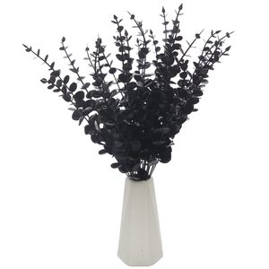 Black Artificial Eucalyptus Leaves Bouquet Plastic <b>Halloween</b> Party <b>Decorations</b> Photo Props - Product Image 5
