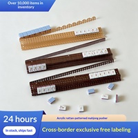Meilleure vente : Règle pliable en acrylique pour pousseurs de tuiles de Mahjong, en forme de U, 20 pouces, style américain, avec grain de rotin véritable