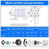 Moteur pas à pas hybride Nema23 RB avec contrôleur de moteur pas à pas étanche IP67 12V 24V à faible hauteur