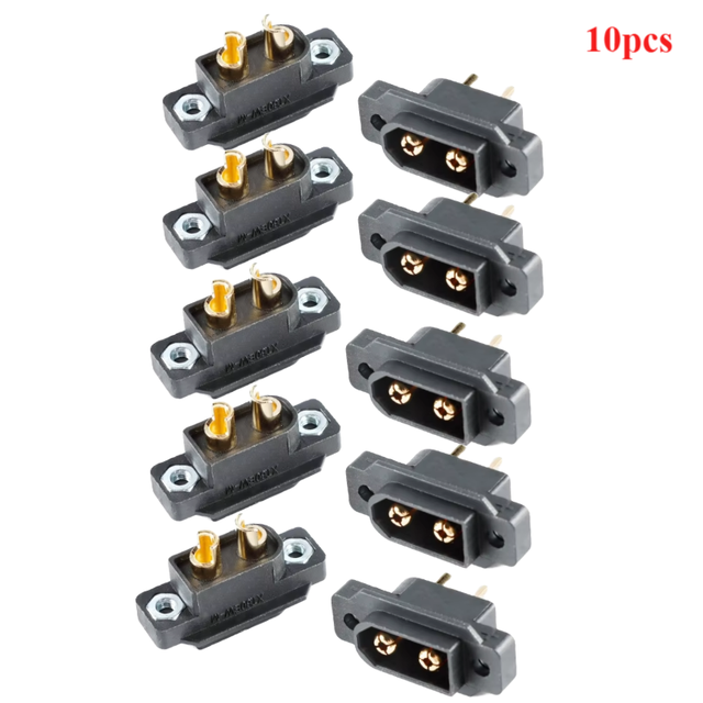 10pcs XT60EW-M Black Panel Mount Connector XT60E Male Plug for RC Drone Aircraft FPV Racing Mountable XT60E Plug RC Parts