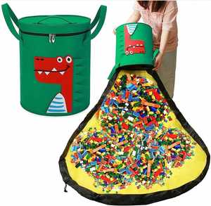 Slide Away Toy With Zipper Play Mat Kids Organizer Storage <b>Bin</b> for Toys - Product Image 1