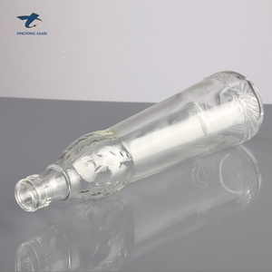 Nuevo estilo de Francia de forma exquisita en relieve 16Oz botella de vidrio para botella de tapa de plástico - Product Image 3