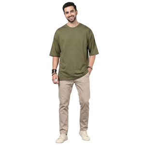 T-shirt pour homme à épaules tombantes surdimensionné, de haute qualité, 100% coton, impression personnalisée, streetwear, design décontracté, poids du tissu 220 grammes - Product Image 1