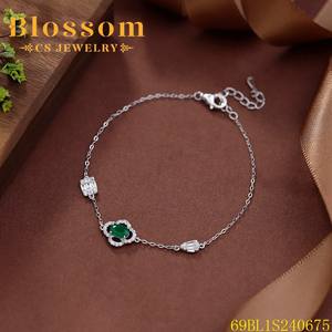 Çiçeği CS takı moda kalite taş Charm bilezik zirkonya kadınlar için 925 ayar gümüş bağlantı bilezik güzel takı - Product Image 1