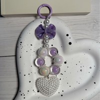 Nouveau mignon acrylique en plastique arc perle chaîne pour amour téléphone pendentif sac accessoires clé suspendu coeur couleur acrylique perles porte-clés