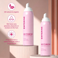 Mousse coiffante bio rose pour cheveux crépus, tenue forte, mousse bouclante
