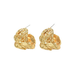 Pendientes de tuerca plisados con textura de Thrash Irregular en forma de C Vintage elegantes para regalos de joyería para mujer - Product Image 5