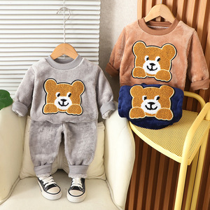 Vêtements d'automne et d'hiver pour enfants, pyjamas bébé deux pièces, nouvelle collection 2025, costume homme/femme, vêtements de détente en flanelle, vêtements de maison, dessin animé animal - Product Image 2