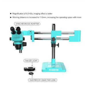 Rf4 RF-6565TV 7050 7-50X 6.5-65X携帯電話<span class=keywords><strong>BGA</strong></span>修理拡大鏡用の調整可能な三眼ズームステレオ顕微鏡 - Product Image 1