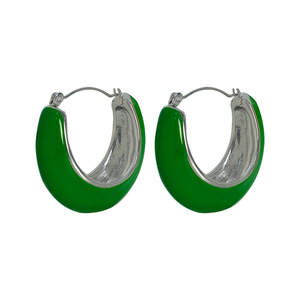 Hoop <b>Earrings</b> U-Shaped Teardrop Geometric Design Zinc Alloy White Black <b>Green</b> Party Fashion Jewelry - Product Image 5