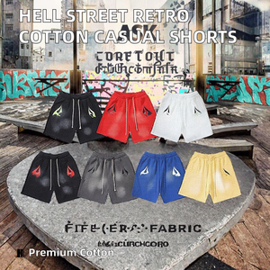 กางเกงขาสั้นเบอร์มิวด้าทรงหลวมสไตล์เรโทรสุดเท่ คุณภาพสูง แบรนด์ Hell Street New Star แฟชั่นบริสุทธิ์สำหรับผู้ชายและผู้หญิง ปิดด้วยเชือกผูก เอวสม็อค ผ้าฝ้าย 100% สวมใส่สบาย - Product Image 2