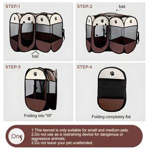 Clôture pour animaux de compagnie en tissu octogonal octogonal octogonal pour chats, grande cage pliable pour chiens et chats, fermeture à boutons en métal - Product Image 5