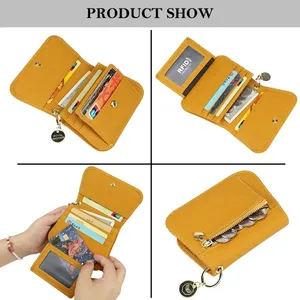 กระเป๋าสตางค์ AndoBag RFID แบบสั้นสำหรับผู้หญิง หนังวัวแท้ ความจุเยอะ พร้อมพวงกุญแจ ช่องใส่บัตร แฟชั่นกระเป๋าสตางค์แบบสามพับ รุ่น 1458 - Product Image 5