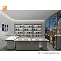Moderne Weiße Schmuck-Vitrine mit LED-Beleuchtung, Luxuriöser Glas-Verkaufsschrank für Boutiquen