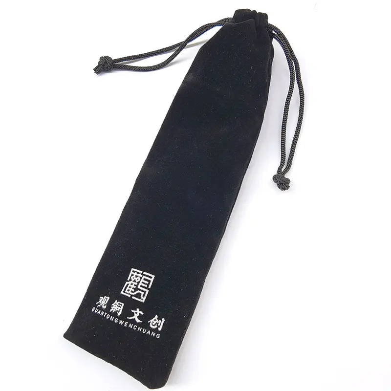 High Quality Wholesale Long Velvet Pouch Bags With Custom Personalised Logo Suede Dust Velvet Pouches For Pen