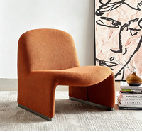Fauteuil d'appoint moderne nordique en bouclette Teddy, chaise de loisirs minimaliste en forme de colline pour salon, chambre et balcon