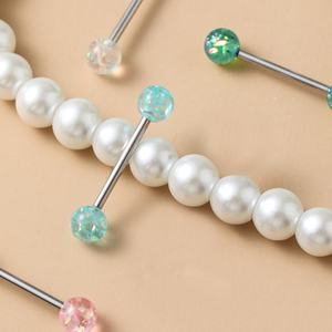 Bola Acrílica de Acero Inoxidable para Mujer, Perno de <span class=keywords><strong>Lengua</strong></span>, 14G, Perno de Moda, Ópalo, Acrílico Brillante, Joyería para <span class=keywords><strong>Piercing</strong></span> - Product Image 4