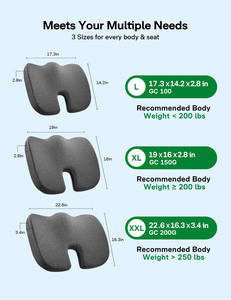 Coussin de siège de voiture en mousse à mémoire de forme avec gel rafraîchissant orthopédique pour le coccyx, oreillers lombaires et coussins de siège de haute qualité - Product Image 4