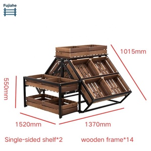 Estante de exhibición de aperitivos de hierro y madera de varios niveles - Estantería rústica de alta resistencia para mostrador de <span class=keywords><strong>supermercado</strong></span>/cafetería - Product Image 3