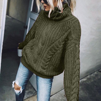 Pull-over col roulé uni pour femme, 100 % coton, tricoté à la machine, anti-boulochage, 280 grammes, style coréen, hiver