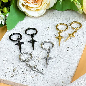 Boucles d'oreilles pendantes élégantes et étanches en acier inoxydable 316L plaqué, boucles d'oreilles tendance, boucles d'oreilles anime pour enfants et hommes - Product Image 2