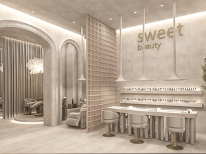 Modern Salon Shop Fixtures Custom <b>Reception</b> <b>Counter</b> Color Bar Wall Display Cabinet Styling Workstation - Product Image 4