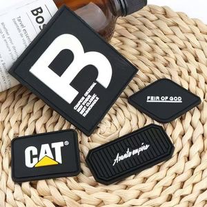 Custom Logo 3D Soft Heat Press Transfer <b>Transparent</b> Silicone Beanie Round PVC Rubber Patches <b>Labels</b> with Velcro - Product Image 3