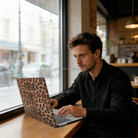 Production en usine, vente en gros, housse pour ordinateur portable en PU à imprimé léopard, en cuir léger pour hommes et femmes