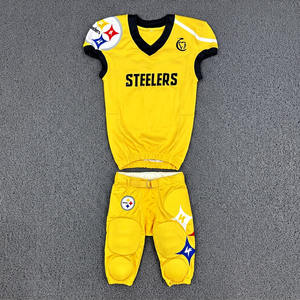 Ensemble de maillots de football pour hommes Steelers, col en V, manches courtes, sublimé, haute qualité, séchage rapide, 100% polyester, toutes saisons - Product Image 1