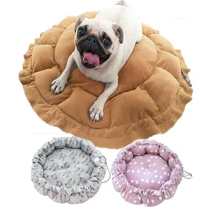 high quality household round donut pet bed for cat Drawstring Pet Nest Bed soft plush round cat bed pet mattress warm comfort